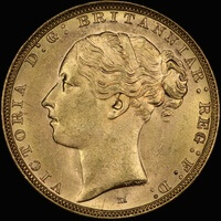 1887 Melbourne Young Head Sovereign Choice Unc (PCGS MS63)