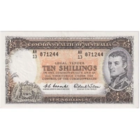 1961 Ten Shilling Coombs/Wilson R17 about Unc