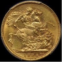 1893 Melbourne Veiled Head Sovereign Unc (PCGS MS61)