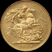 1894 Sydney Veiled Head Sovereign about Unc