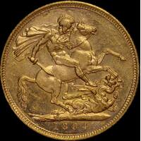 1894 Melbourne Veiled Head Sovereign Uncirculated