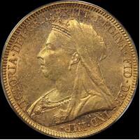 1894 Melbourne Veiled Head Sovereign Unc (PCGS MS62)