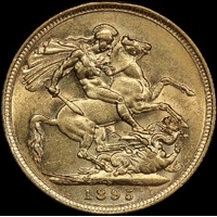 1895 Sydney Veiled Head Sovereign Extremely Fine