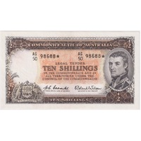 1961 Ten Shilling Star Note Coombs/Wilson R17s good EF