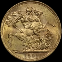 1895 Melbourne Veiled Head Sovereign about Unc