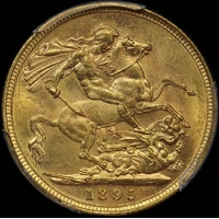 1895 Melbourne Veiled Head Sovereign Choice Unc (PCGS MS63)