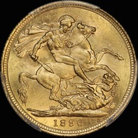 1896 Sydney Veiled Head Sovereign Choice Unc (PCGS MS63)