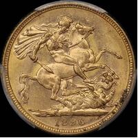 1896 Melbourne Veiled Head Sovereign Unc (PCGS MS61)