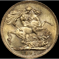 1897 Sydney Veiled Head Sovereign about Unc