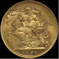 1897 Melbourne Veiled Head Sovereign good EF