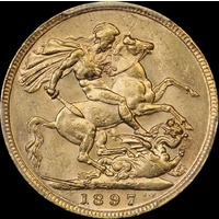 1897 Melbourne Veiled Head Sovereign Unc (PCGS MS61)