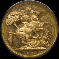 1898 Melbourne Veiled Head Sovereign Unc (PCGS MS62)
