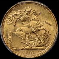 1899 Sydney Veiled Head Sovereign Unc (PCGS MS61)