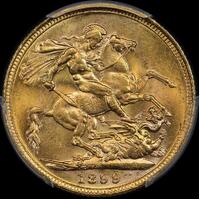 1899 Melbourne Veiled Head Sovereign Choice Unc (PCGS MS63)