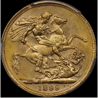 1899 Melbourne Veiled Head Sovereign Unc (PCGS MS61)