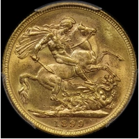 1899 Melbourne Veiled Head Sovereign Unc (PCGS MS62)