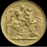 1899 Perth Veiled Head Sovereign good VF