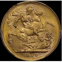 1900 Melbourne Veiled Head Sovereign Unc (PCGS MS61)