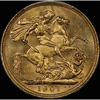 1901 Sydney Veiled Head Sovereign Choice Unc (PCGS MS63)