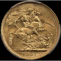 1901 Sydney Veiled Head Sovereign Unc (PCGS MS62)