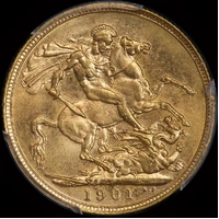 1901 Perth Veiled Head Sovereign Unc (PCGS MS62+)