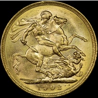 1902 Melbourne Edward VII Sovereign Unc (PCGS MS62)