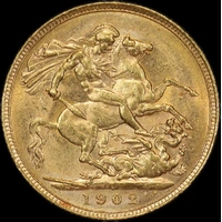 1902 Perth Edward VII Sovereign about Unc