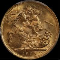 1903 Melbourne Edward VII Sovereign Unc (PCGS MS62)