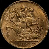 1905 Perth Edward VII Sovereign Choice Unc (PCGS MS63)
