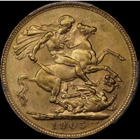 1905 Perth Edward VII Sovereign Unc (PCGS MS62)
