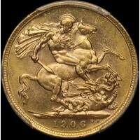 1906 Melbourne Edward VII Sovereign Unc (PCGS MS62)