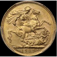 1907 Sydney Edward VII Sovereign Choice Unc (PCGS MS63)