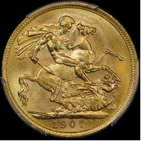 1907 Melbourne Edward VII Sovereign Unc (PCGS MS62)
