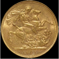 1907 Perth Edward VII Sovereign about Unc