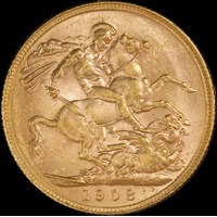 1908 Perth Edward VII Sovereign about Unc
