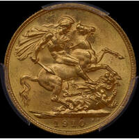 1910 Sydney Edward VII Sovereign Choice Unc (PCGS MS63)