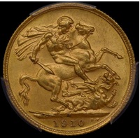 1910 Melbourne Edward VII Sovereign Unc (PCGS MS62)