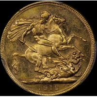1912 Melbourne George V Large Head Sovereign Unc (PCGS MS62)