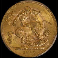 1912 Perth George V Large Head Sovereign Choice Unc (MS63)