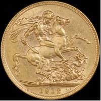 1912 Perth George V Large Head Sovereign good EF