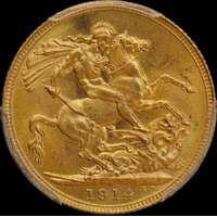 1914 Sydney George V Large Head Sovereign Gem Unc (PCGS MS65)