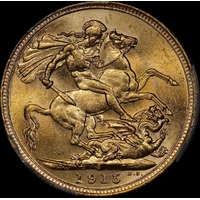 1915 Sydney George V  Sovereign Choice Unc (PCGS MS63)