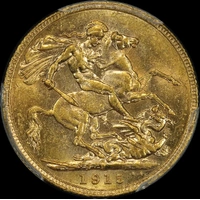 1915 Perth George V Large Head Sovereign PCGS MS61