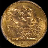 1915 Perth George V Large Head Sovereign PCGS MS62