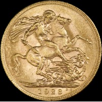 1923 Perth George V Large Head Sovereign good EF