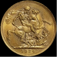 1924 Perth George V Large Head Sovereign EF