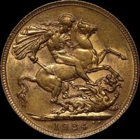 1924 Perth George V Large Head Sovereign Very Fine