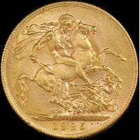 1925 Perth George V Large Head Sovereign about Unc