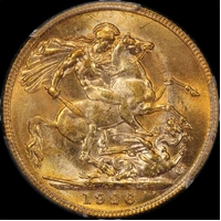 1926 Perth George V Large Head Sovereign PCGS MS63