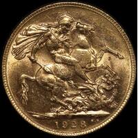 1928 Perth George V Large Head Sovereign good VF
